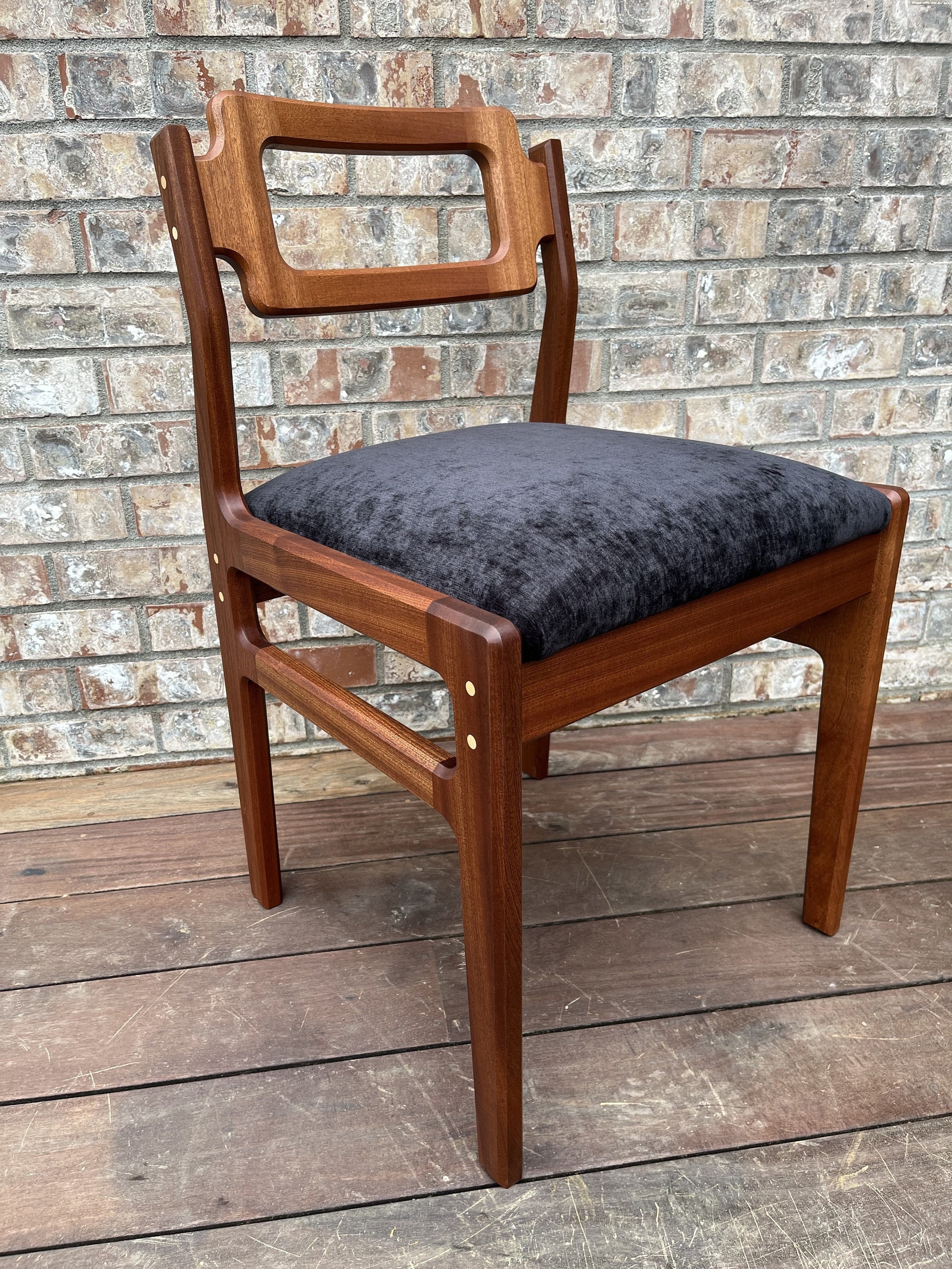 Wood Dining Chair, Mid Century Modern Dining Chair, Solid Mahogany Kitchen Chair, Mcm Wooden ...