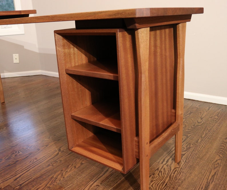 L Shaped Desk, Mid Century Modern Desk, Mahogany Wood L Desk, Executive Desk, Corner Desk With Drawers, Solid Wood Office Desk, Large Desk image 4