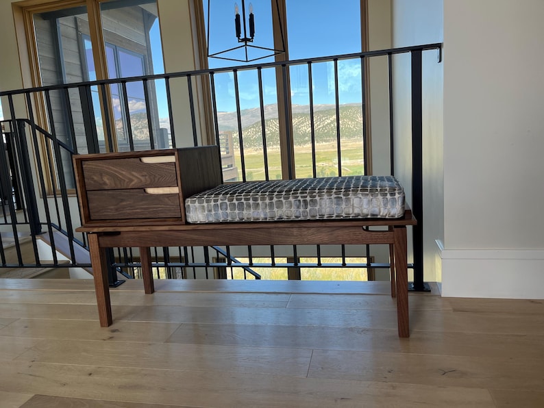 Gossip Bench/Entry Bench Mid Century Modern Style immagine 8