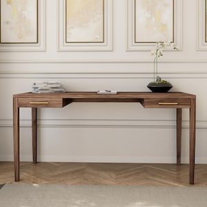 Mid-century Modern Style Desk With Drawers in Solid Walnut - Etsy