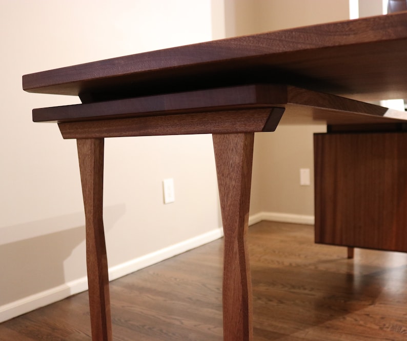 L Shaped Desk, Mid Century Modern Desk, Mahogany Wood L Desk, Executive Desk, Corner Desk With Drawers, Solid Wood Office Desk, Large Desk image 7