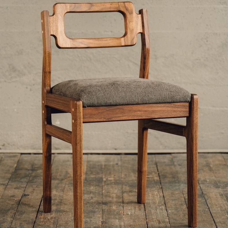 Wood Dining Chair in Walnut Upholstered Dining Room Chair of Etsy