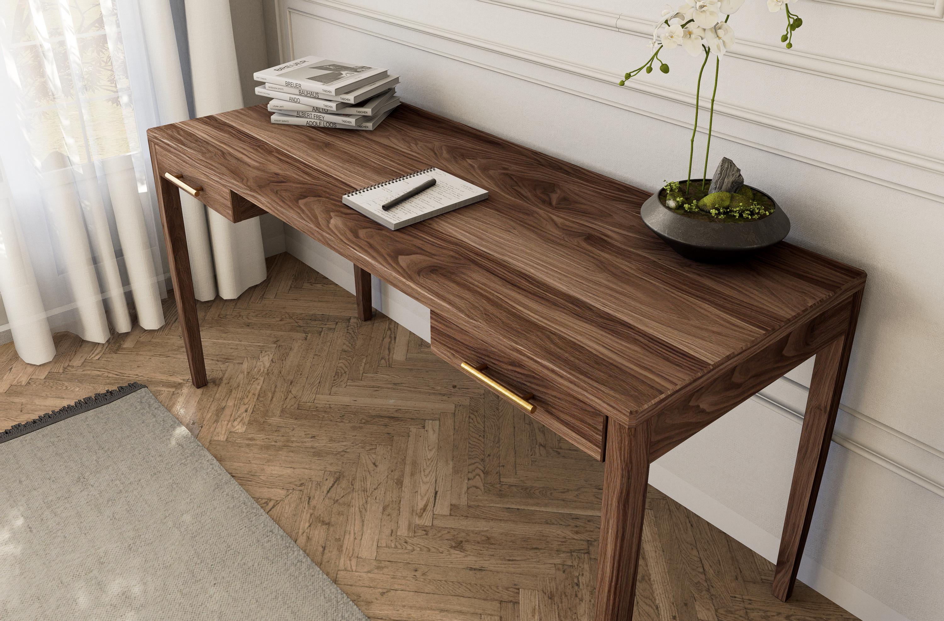 Mid-century Modern Style Desk With Drawers in Solid Walnut - Etsy