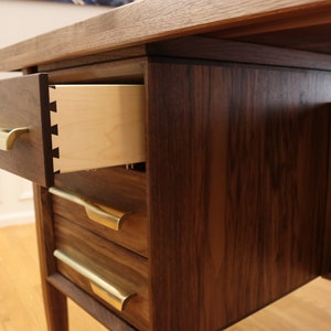 Mid Century Modern Furniture Desk, Mid Century Executive Desk, Wood Walnut Desk, Mcm Desk, Solid Wood Desk With Storage Arne Vodder Style image 3