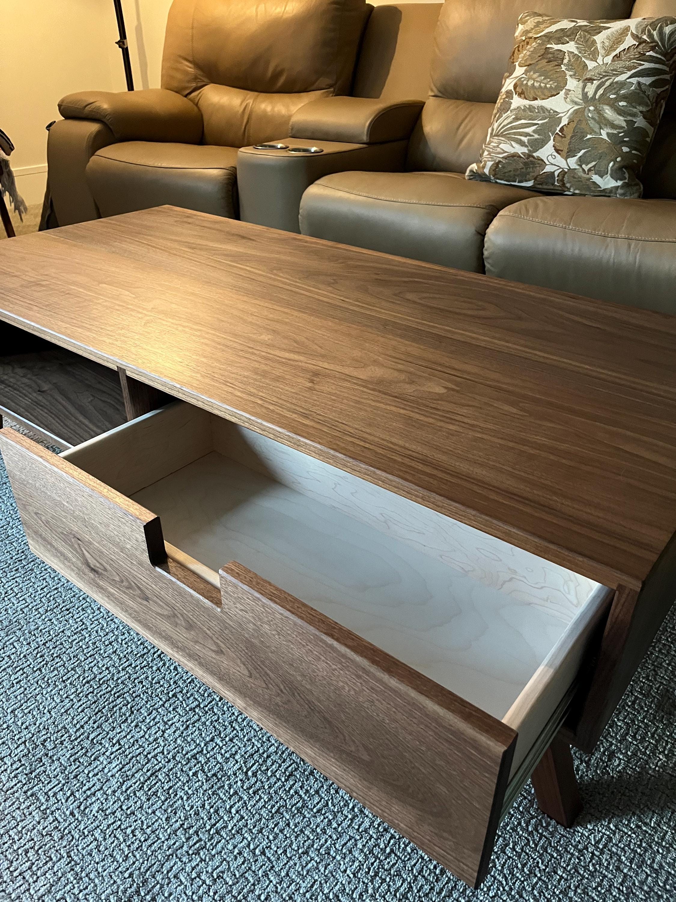 Rectangular Walnut Coffee Table in Mid Century Modern Style With ...