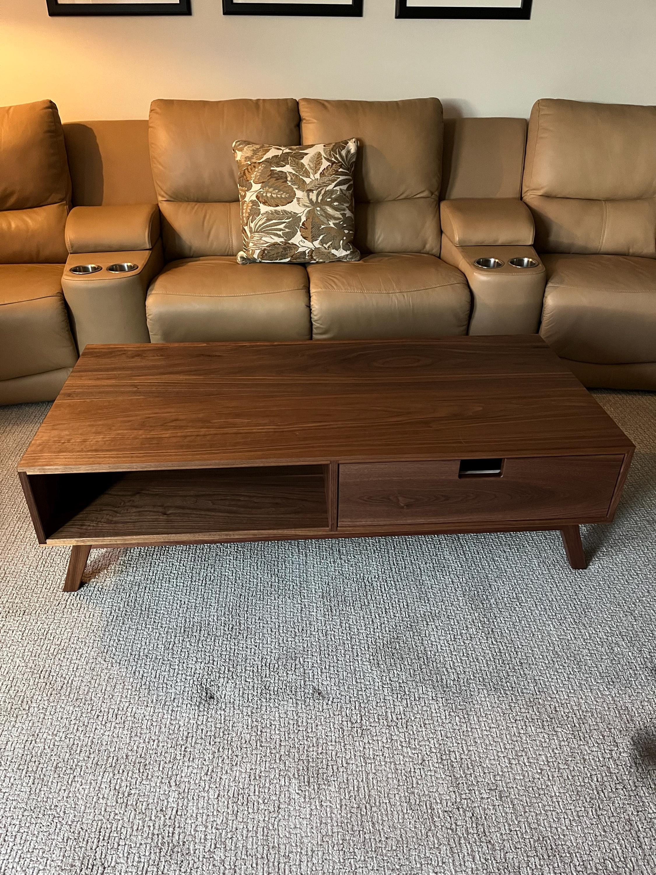 Rectangular Walnut Coffee Table in Mid Century Modern Style With ...