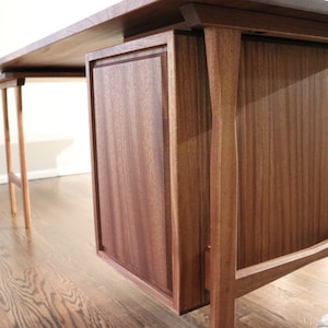 L Shaped Desk, Mid Century Modern Desk, Mahogany Wood L Desk, Executive Desk, Corner Desk With Drawers, Solid Wood Office Desk, Large Desk image 6