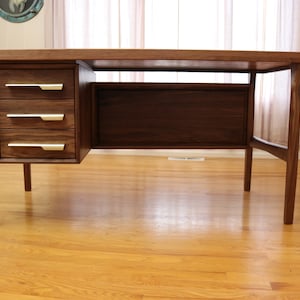 Mid Century Modern Furniture Desk, Mid Century Executive Desk, Wood Walnut Desk, Mcm Desk, Solid Wood Desk With Storage Arne Vodder Style image 1