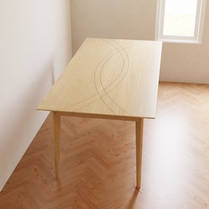 White Oak Dining Table with Inlay - Custom dining table handcrafted