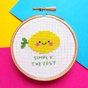 Kawaii Lemon Mini Cross Stitch Design, Fruit Cross Stitch Design, Beginner Cross Stitch Pattern, Bright Cross Stitch PDF