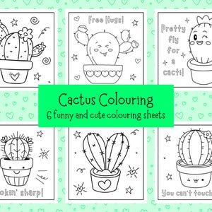 Cactus Coloring Pages: Funny Kawaii Printables (Digital Download)