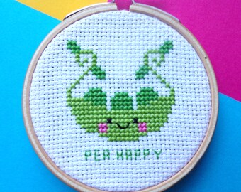 Kawaii Peapod Cross Stitch Pattern: Beginner Design (PDF Download)