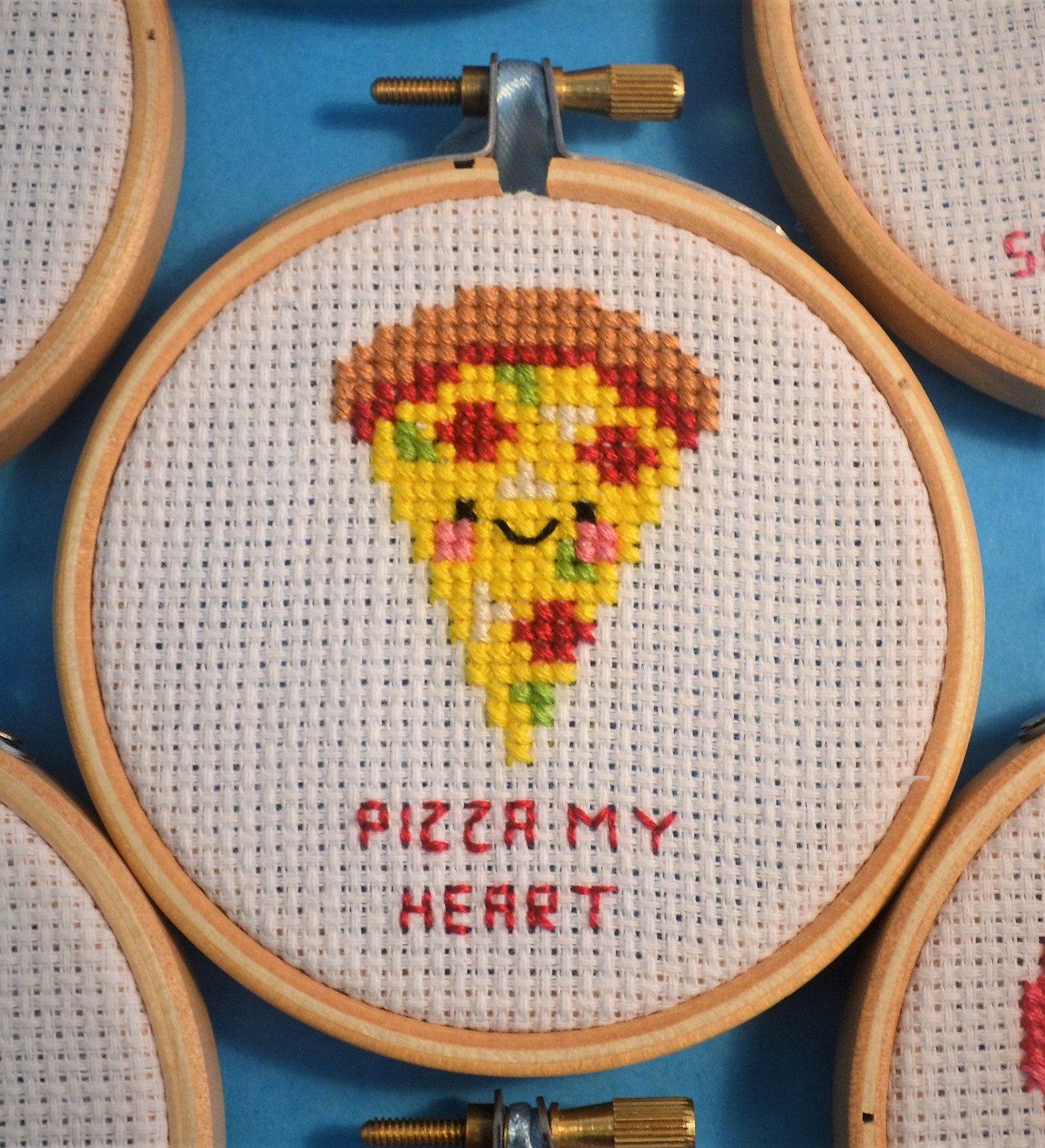 Kawaii Pizza Mini Cross Stitch Design cute beginners instant | Etsy