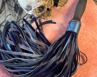 Blue Obsidian flogger with reclaimed ebonised hardwood handle