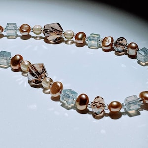 Crystals and Pearls Necklace/Crystal Necklace/Pearl and Crystal Necklace/Pearl Necklace/Neutral Color Necklace/Neutral Color Crystals