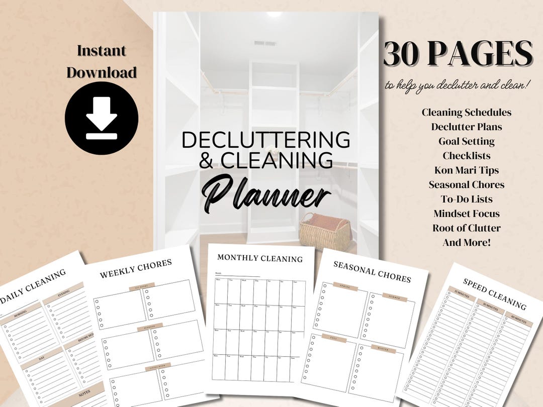 EDITABLE Declutter & Cleaning Planner, Organize, Checklist, Kon Mari ...