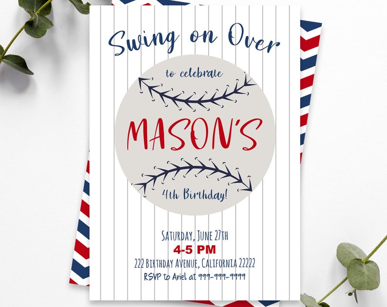 Baseball Birthday Invitation, Baseball Invitation, Baseball Birthday Invite, Baseball, Baseball Party Invitation