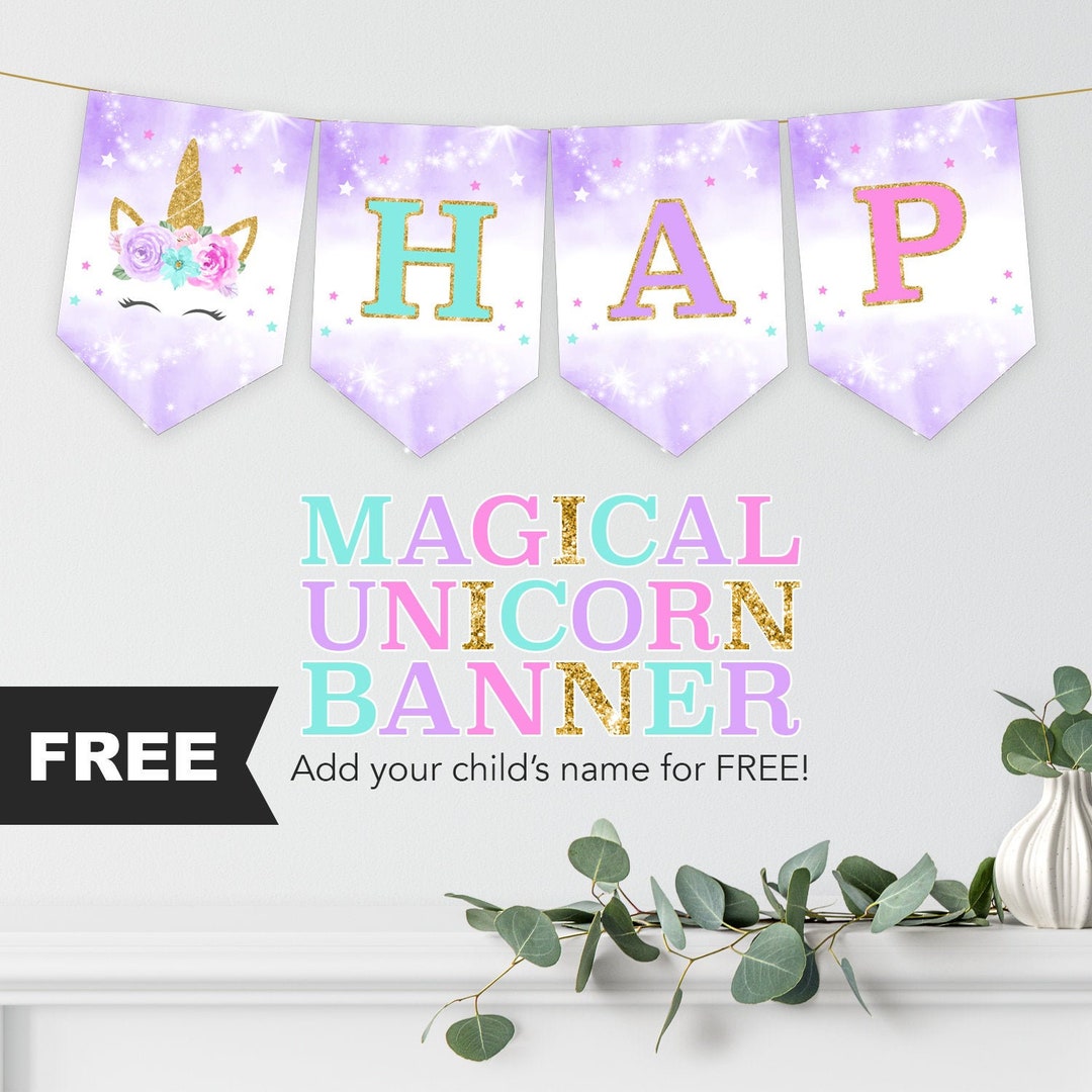 Unicorn Happy Birthday Banner Unicorn Banner Unicorn Happy - Etsy