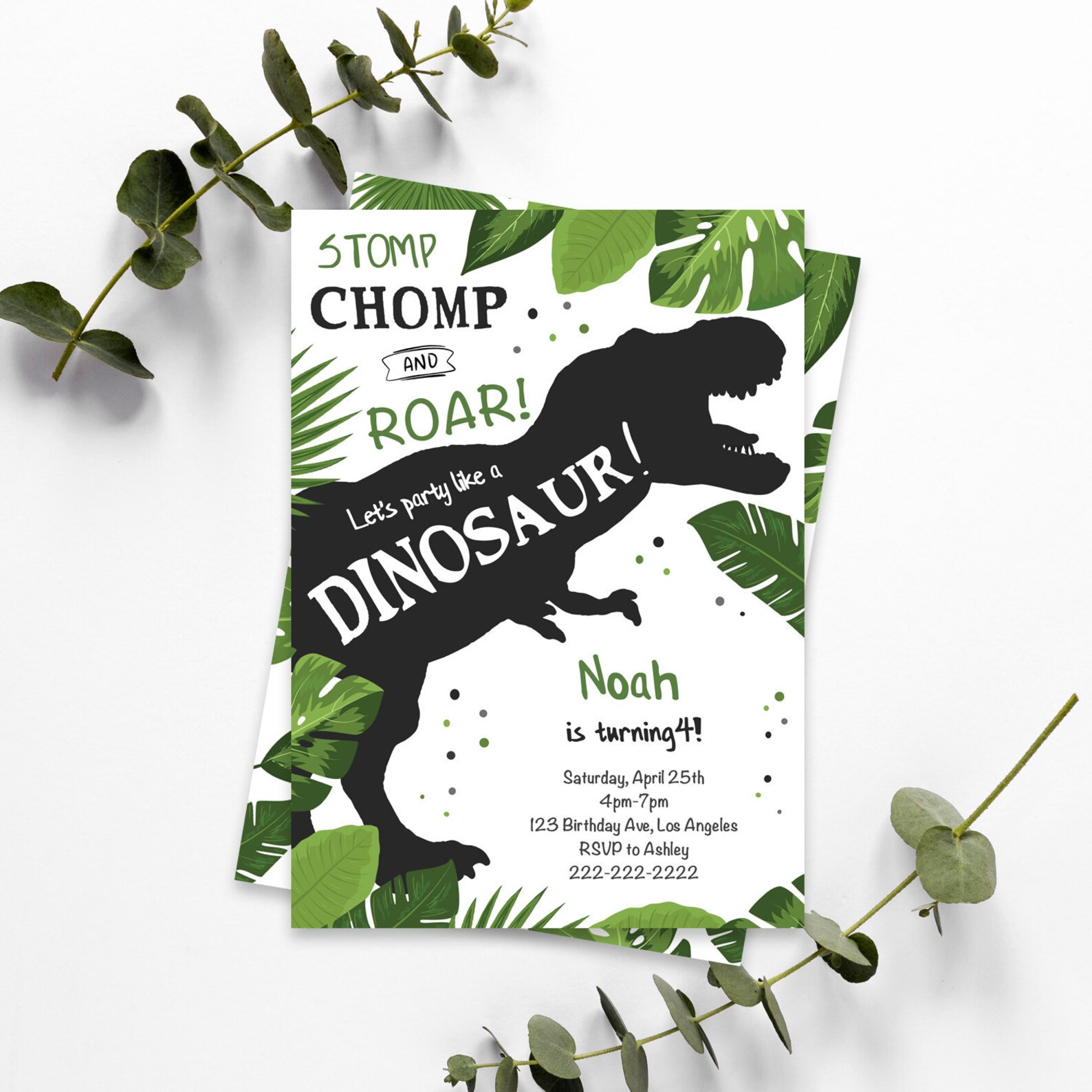 Dinosaur Birthday Invitation Dinosaur Invitation Dinosaur Etsy