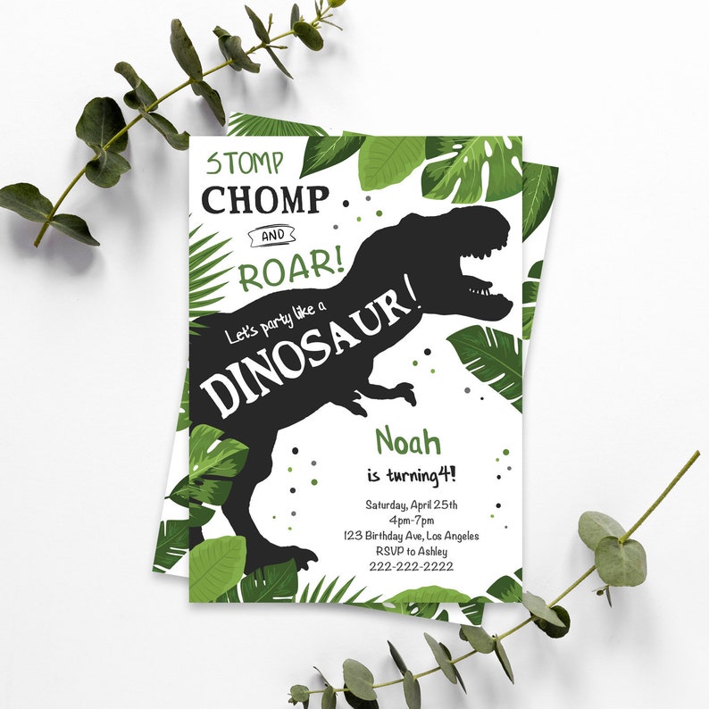 Dinosaur Birthday Invitation Dinosaur Invitation Dinosaur Etsy