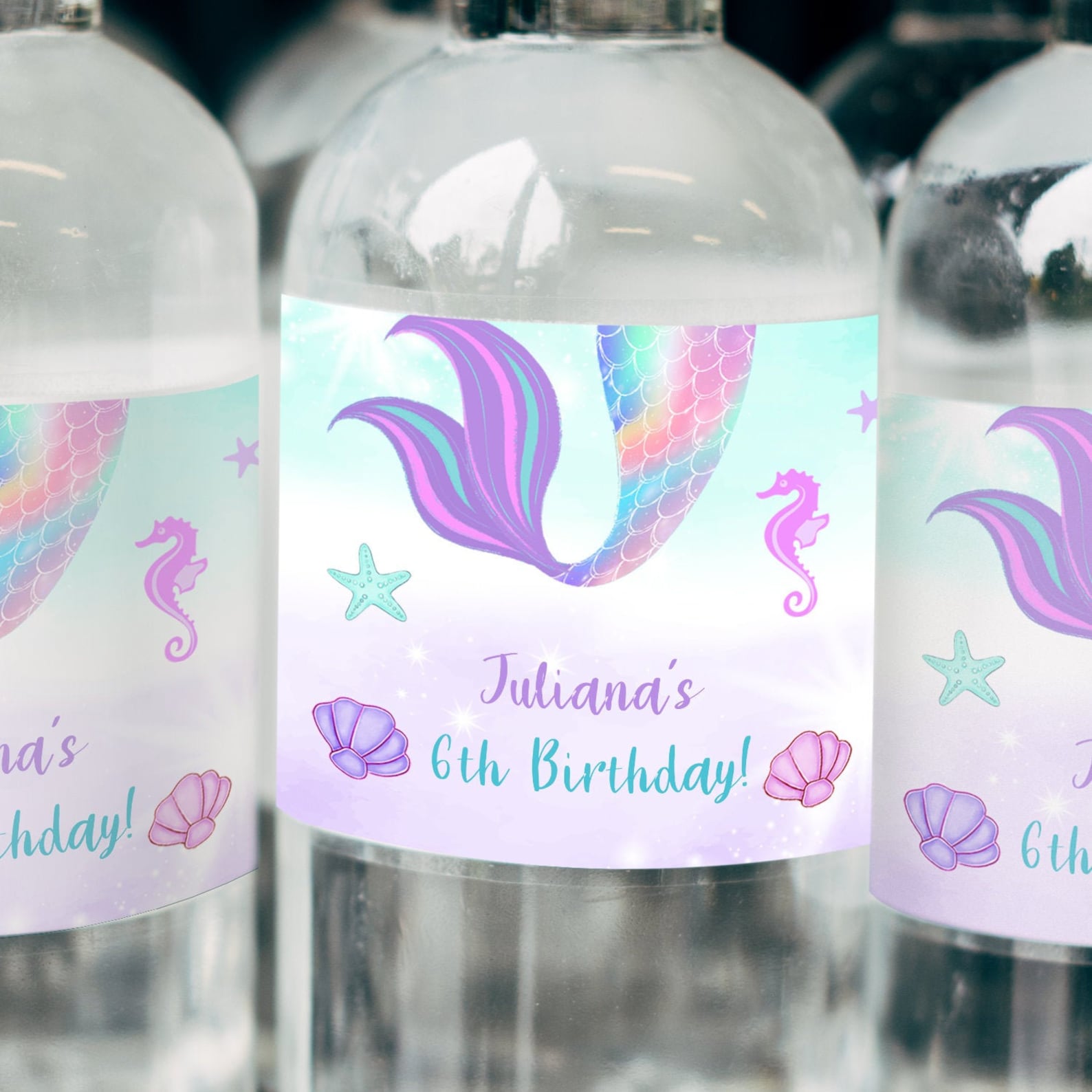 Mermaid Water Bottle Label Mermaid Water Label Mermaid Etsy