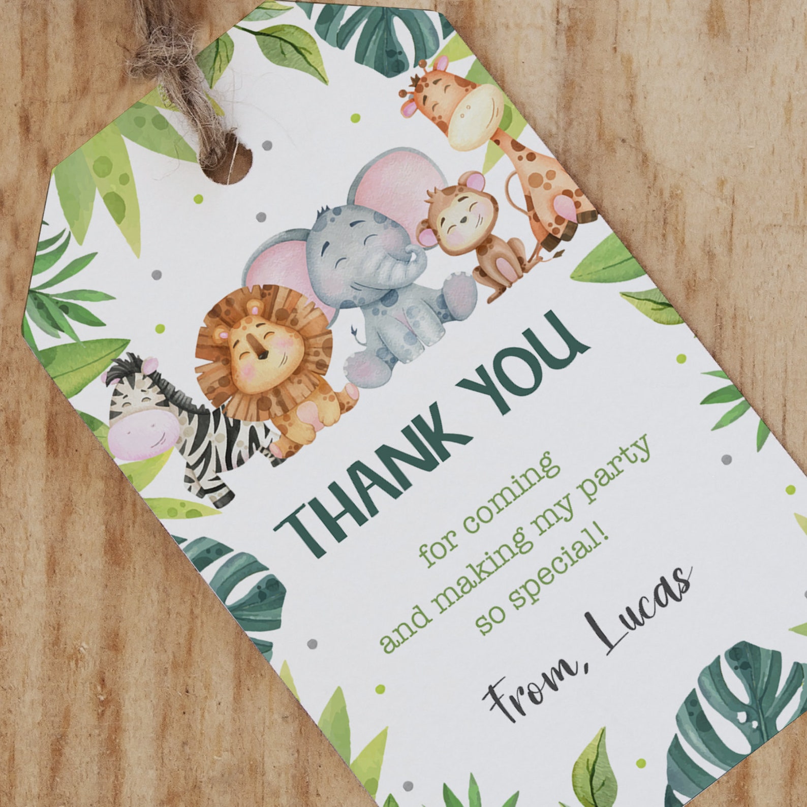 Safari Favor Tag Safari Gift Tag Jungle Birthday Tag - Etsy