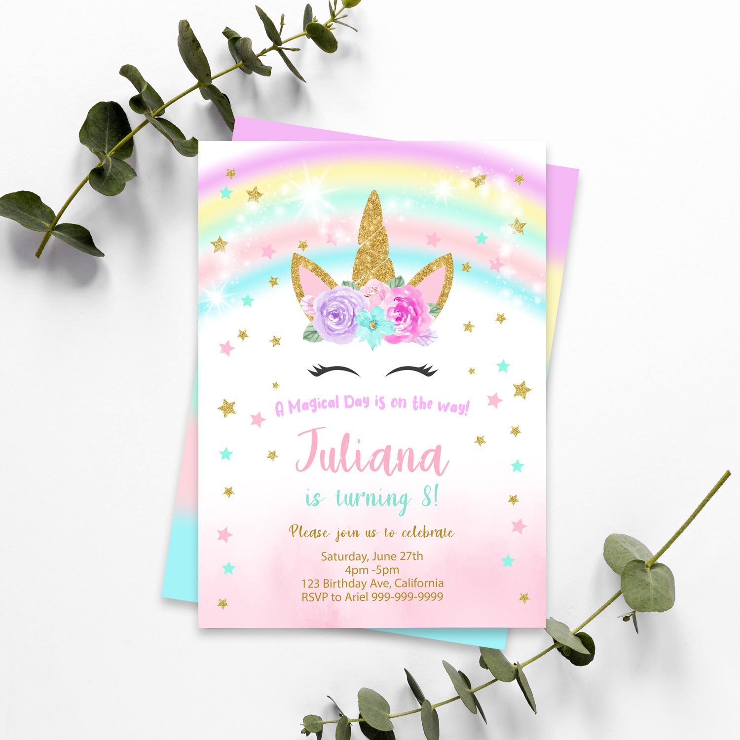unicorn birthday invitation unicorn invitation unicorn etsy