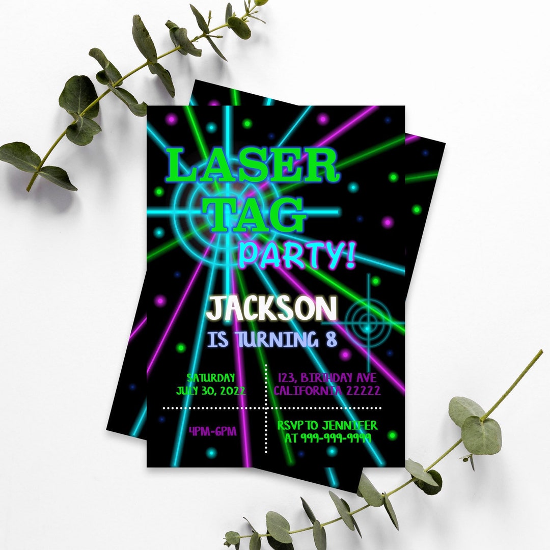 Laser Tag Birthday Invitation Laser Tag Invitation Laser Tag Etsy