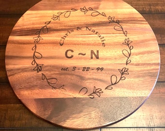 Personalized Acacia Wood Lazy Susan - Large