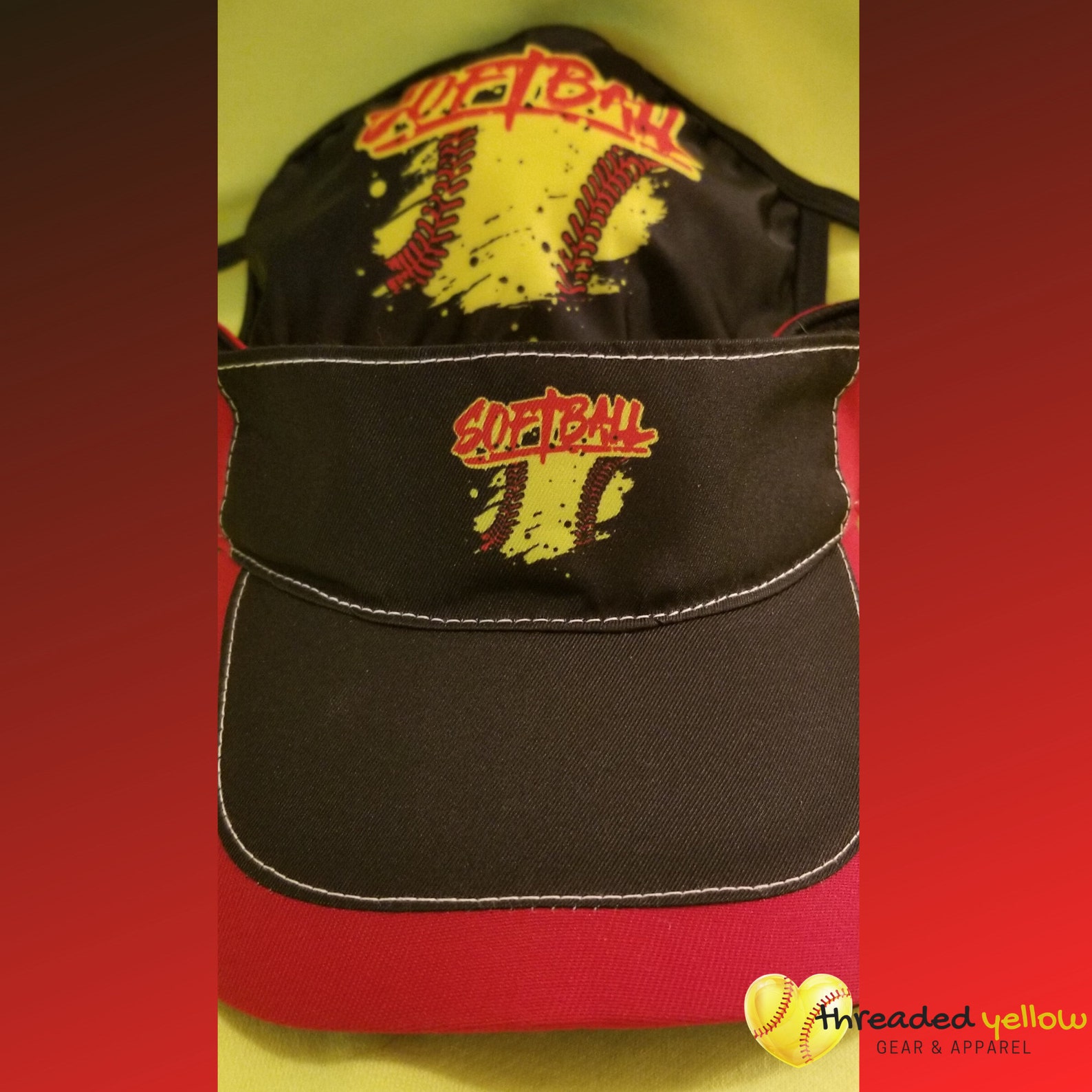 Softball Visor & Face Mask Bundle. Softball Visor. Softball Etsy