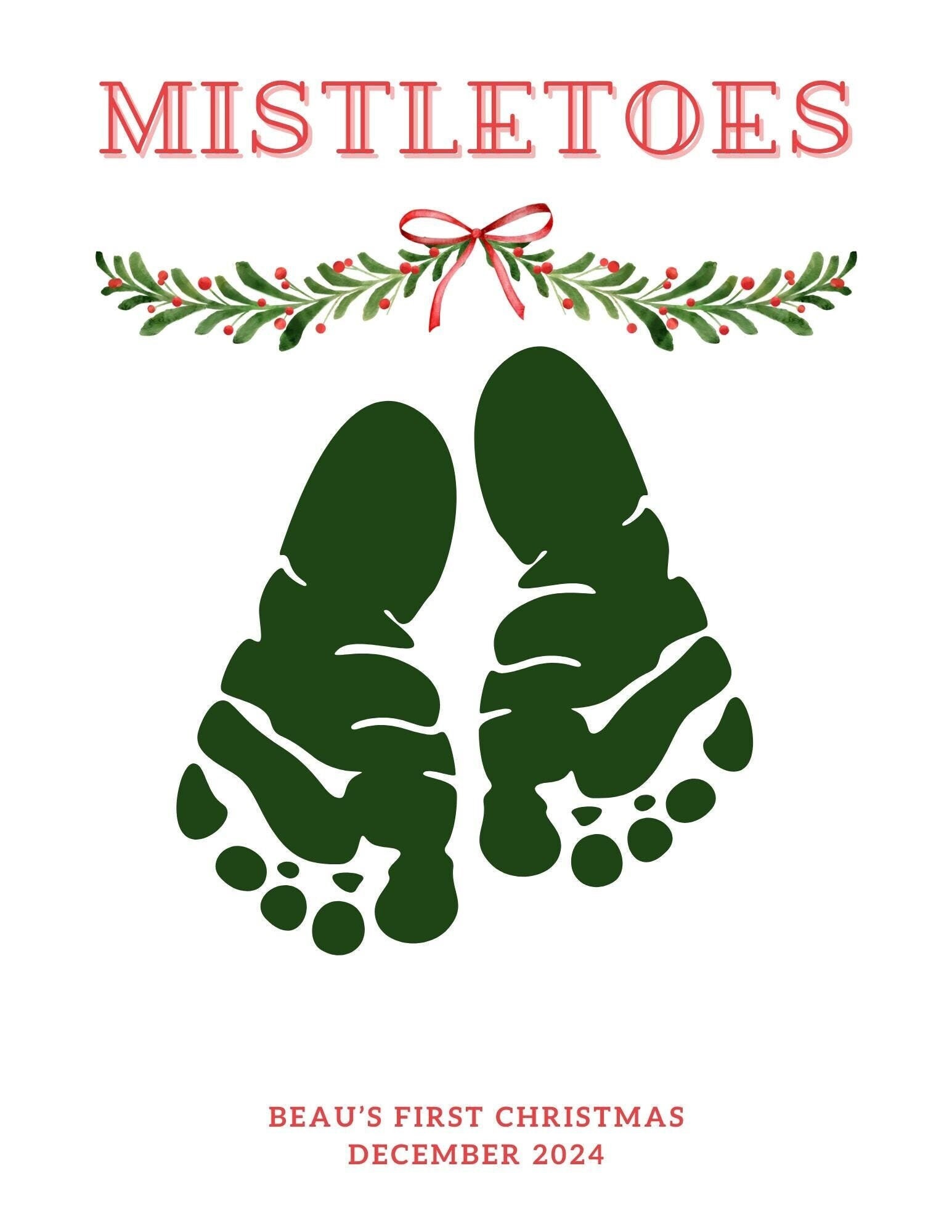 Mistletoes Footprint Craft Template Etsy Mistletoes Footprint Craft Template Etsy