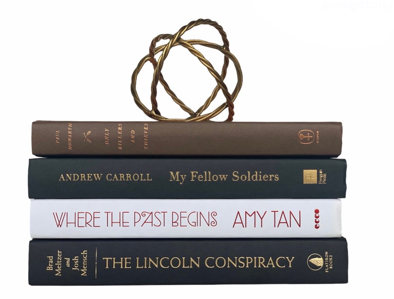 Decorative Book Stack: Black, White & Brown Hardcover Books for Staging ...