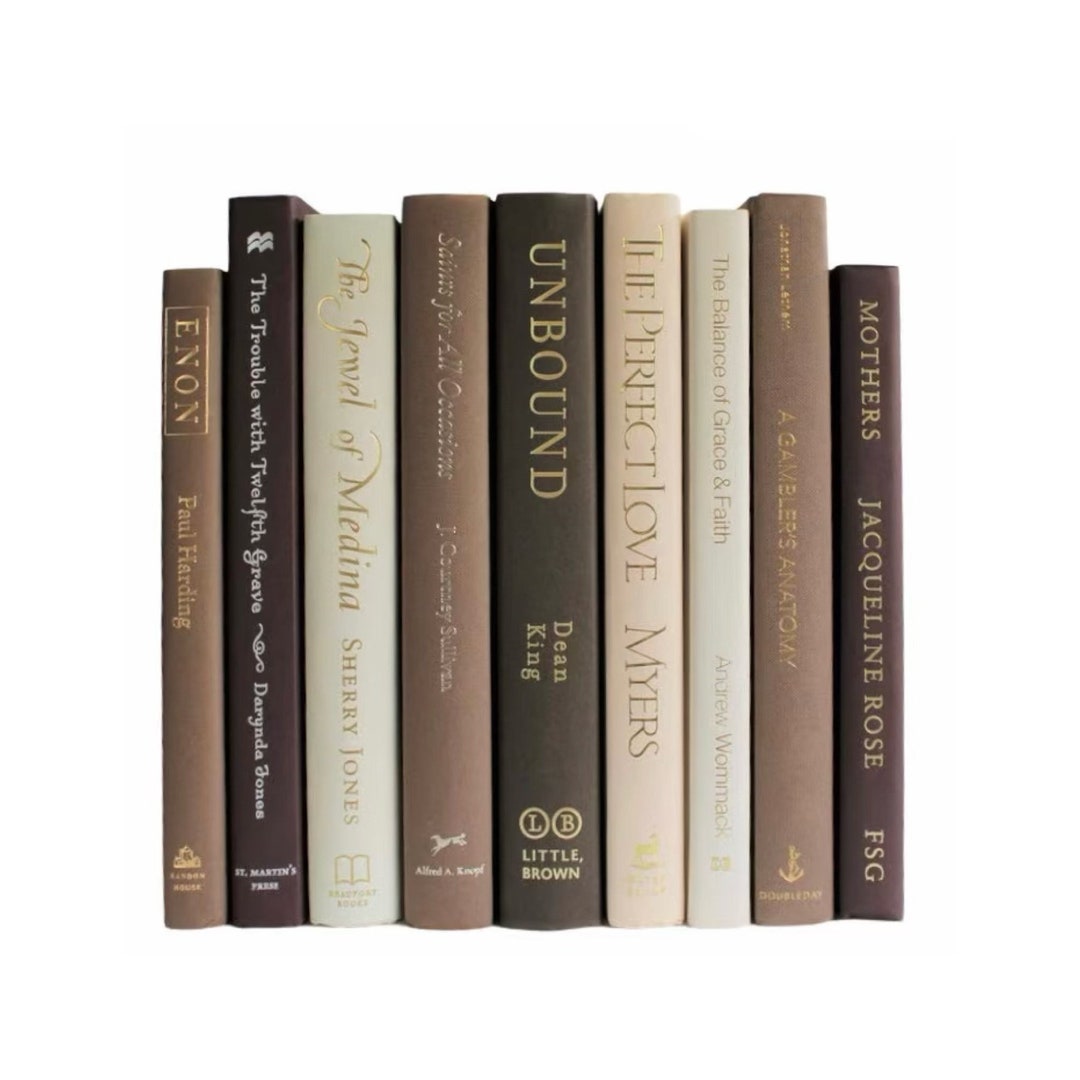 Coffee and Cream Books Tan and Brown Books Decorative Books Staging Books Bookcase Decor Coffee Table Books Real Books - Etsy