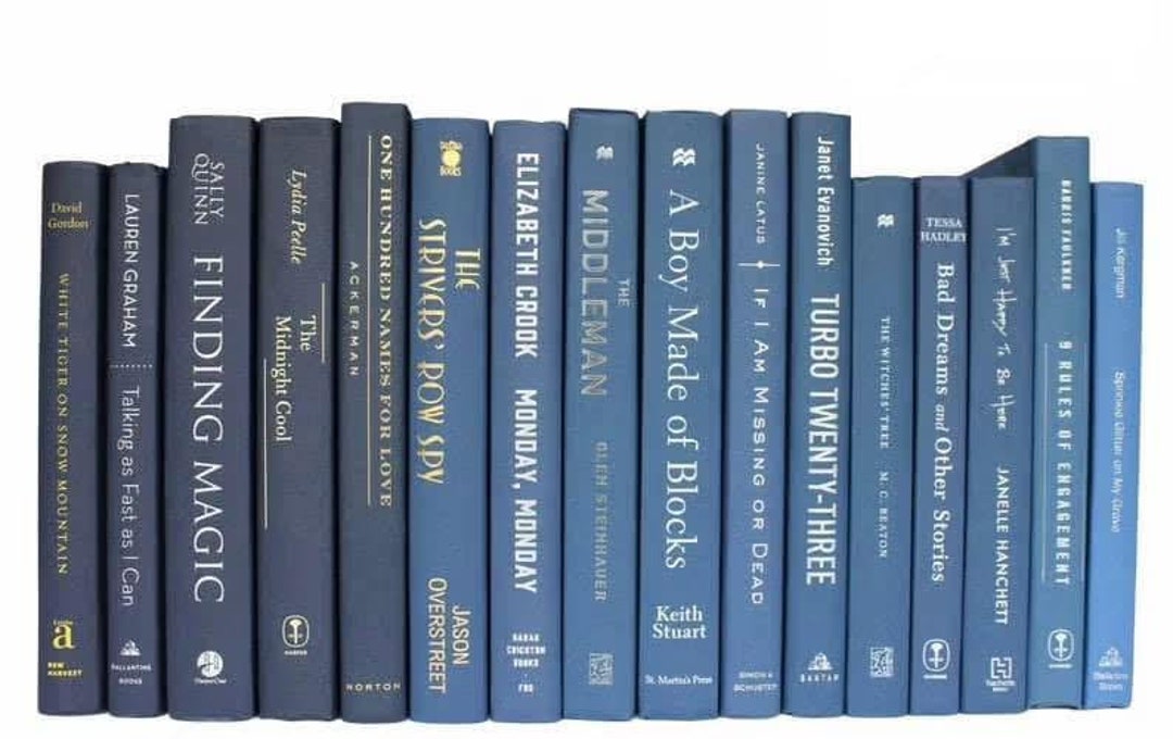 Lot Of 6 Hardcover Blue Shade Books – Home Decor Staging Props