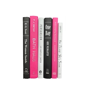 Pink, Black and White Books - Decorative Books - Staging Books - Real Books - Coffee Table Books - Books by the Foot - Books by Color
