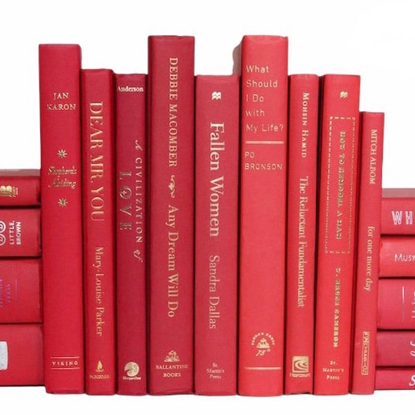 Red Books - Decorative Books - Staging Books - Stack of Books - Red Decor - Real Books - Stack of Books - Christmas Books - Book Decor