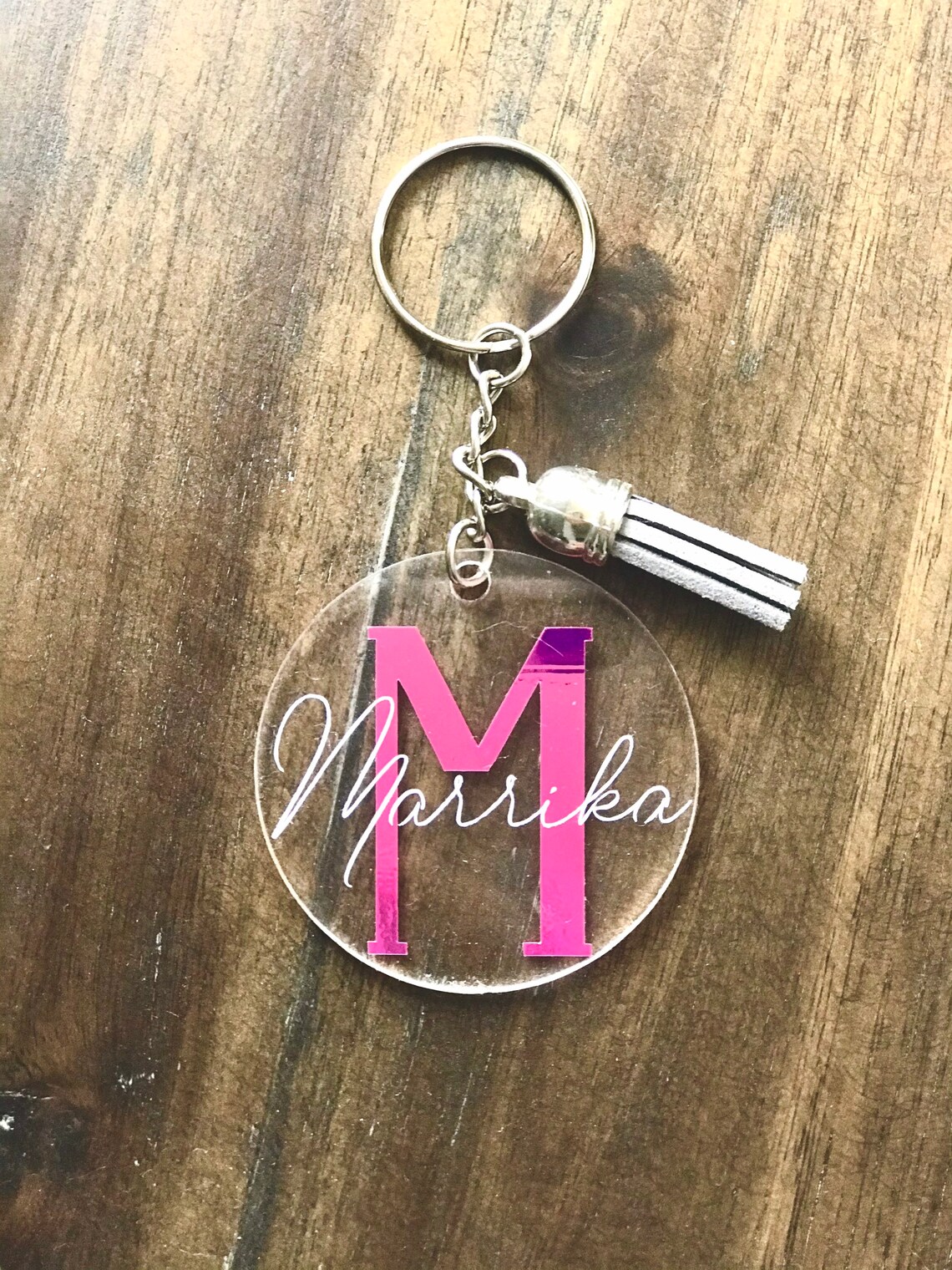 Personalized Acrylic Keychain Round initial keychains Etsy