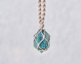 Moss Agate Necklace, Macrame Necklace, Crystal wrapped
