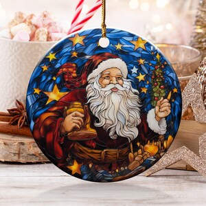 Ornement de père Noël en céramique, Décoration de vacances, Suspension d&#39;arbre de Noël, Ornement de fête, Artisanat d&#39;art, Cadeau unique