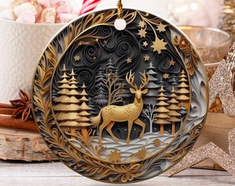 ステンドグラス トナカイ オーナメント お祝い ホリデー