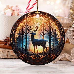 Christmas 2024 Ornament, Christmas Decoration, Holiday Gift,Heirloom Keepsake, Round Ceramic, Gift Exchange, Gift Idea, Reindeer