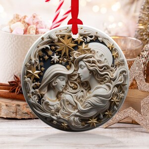 Christmas 2024 Ornament, Christmas Decoration, Holiday Gift,Heirloom Keepsake, Round Ceramic, Gift Exchange, Gift Idea, Xmas Angels