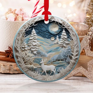 Christmas 2024 Ornament, Christmas Decoration,Holiday Gift,Heirloom Keepsake, Round Ceramic, Gift Exchange,Gift Idea, Xmas Village