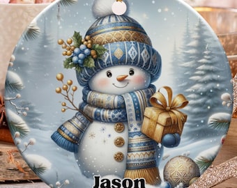 Addobbo pupazzo di neve personalizzato, addobbo con nome personalizzato, addobbo natalizio, addobbo 2025, regalo di Natale, decorazione invernale da favola