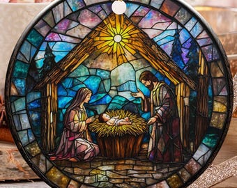 Adorno de la Natividad, Regalo Religioso, Decoración Navideña, Adorno Cristiano, Adorno Navideño de la Natividad