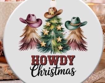 Howdy Christmas Ornament, Cowboy Hat Ornament, Christmas Tree Decor, Western Holiday Decor, Country Christmas Decoration