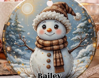 Addobbo pupazzo di neve personalizzato, addobbo con nome personalizzato 2025, decorazioni per le feste invernali, regalo ricordo di famiglia, decorazione natalizia unica