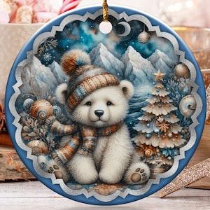 Niedliche Winterbär-Verzierung, Urlaub Eisbär Weihnachtsdekor, entzückendes Bärndekor für Baum, handgefertigte Winterurlaubsdekoration