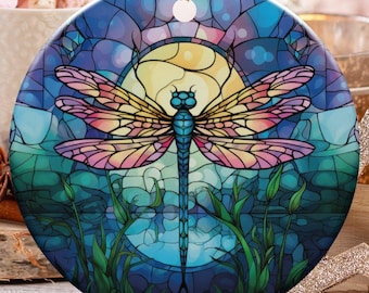 Dragonfly Ceramic Suncatcher, Nature Inspired Home Decor, Colorful Window Hangings, Unique Glass Art, Gift for Garden Lovers