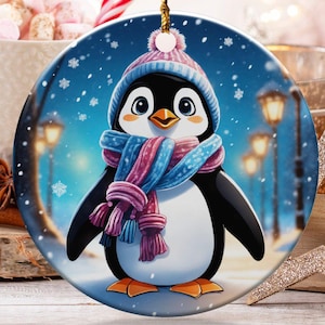 Cute Penguin Ornament Winter Decor Christmas Gift Stocking Stuffer Holiday Decoration Adorable Animal Lover Present